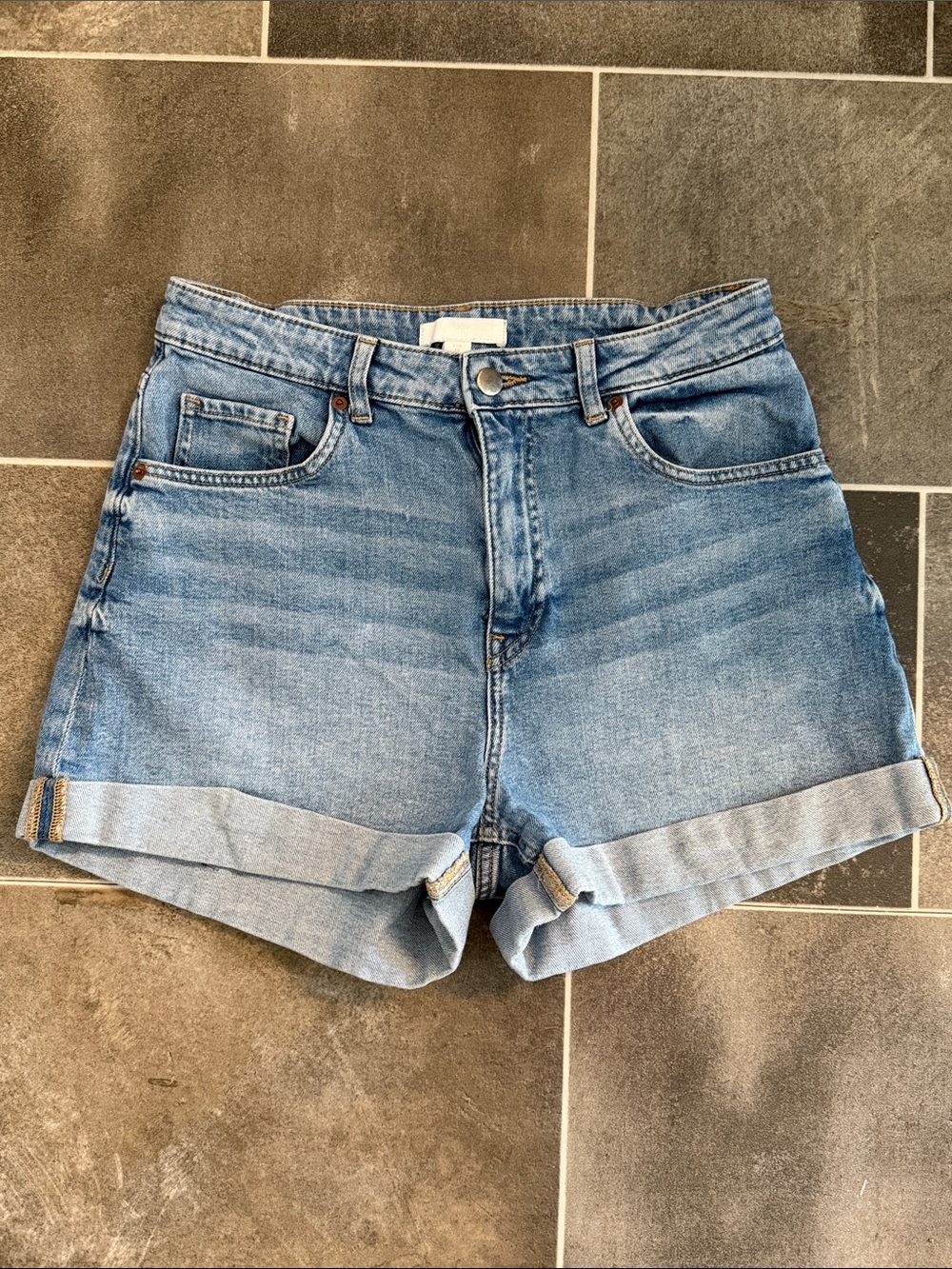 Classic High-Rise Light Blue Denim Shorts for Women